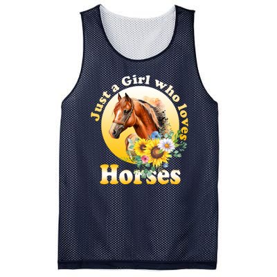 Just AGirl Who Loves Horses Sunflower Cute Gift Mesh Reversible Basketball Jersey Tank