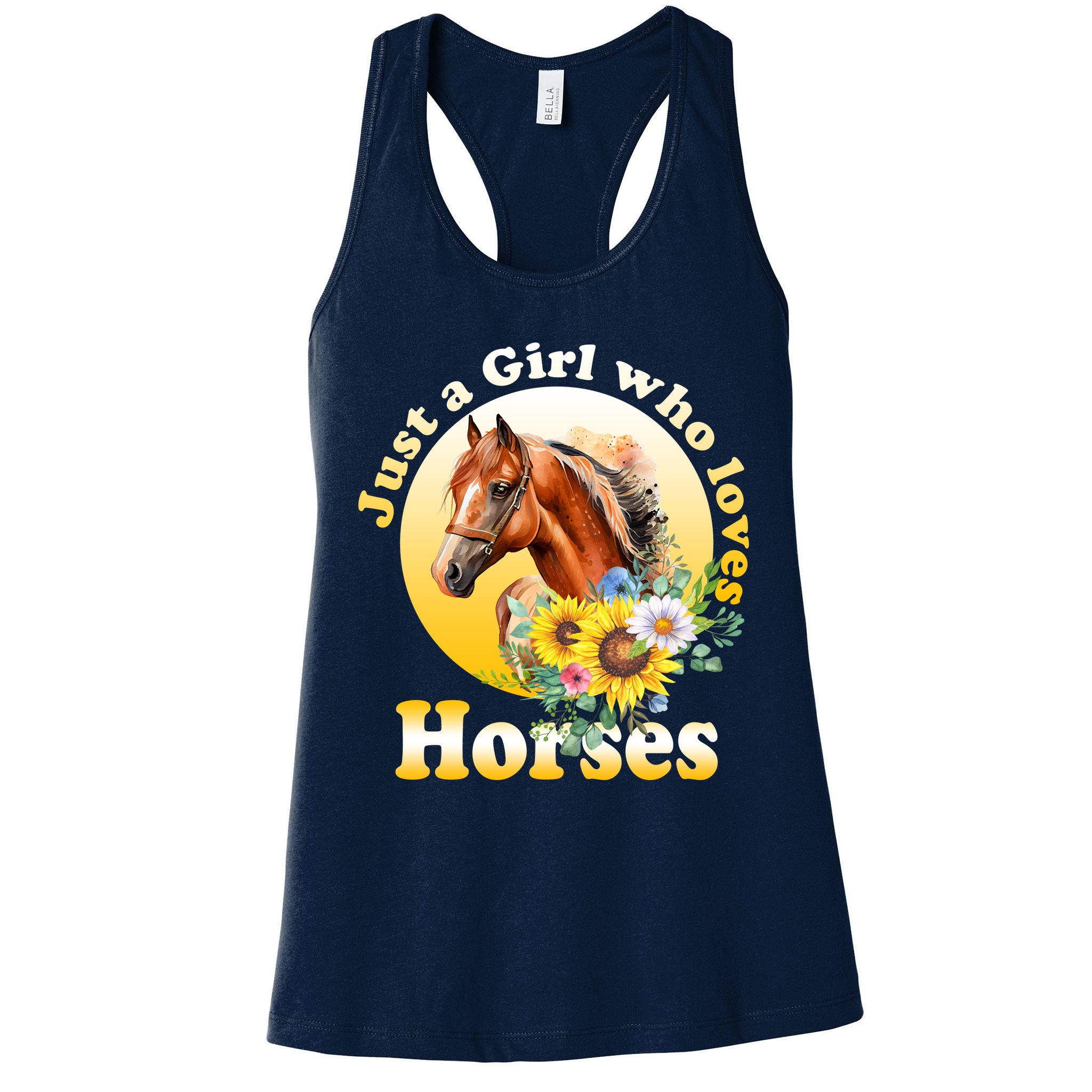 Just AGirl Who Loves Horses Sunflower Cute Gift Womens Tank Top