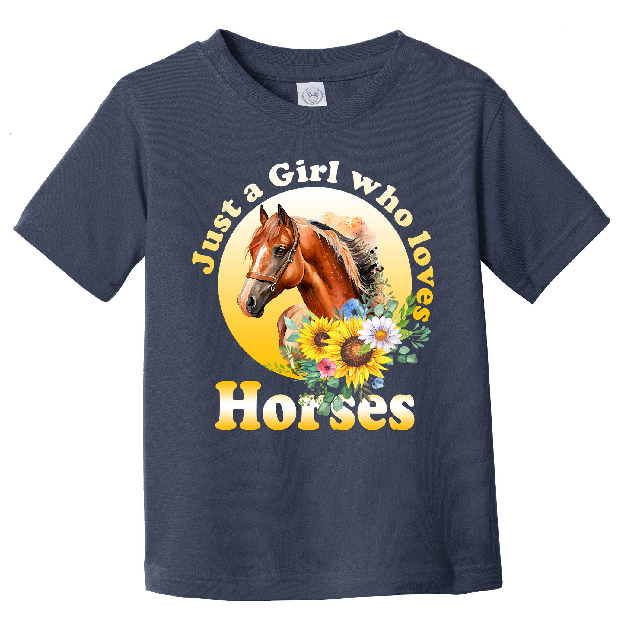 Just AGirl Who Loves Horses Sunflower Cute Gift Toddler T-Shirt