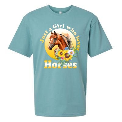 Just AGirl Who Loves Horses Sunflower Cute Gift Sueded Cloud Jersey T-Shirt