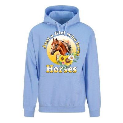 Just AGirl Who Loves Horses Sunflower Cute Gift Unisex Surf Hoodie