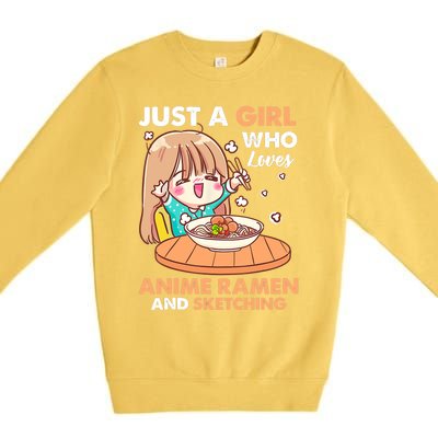 Just A Who Loves Anime Ra And Sketching Gifts Girls Premium Crewneck Sweatshirt