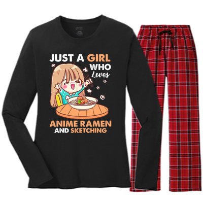 Just A Who Loves Anime Ra And Sketching Gifts Girls Women's Long Sleeve Flannel Pajama Set 