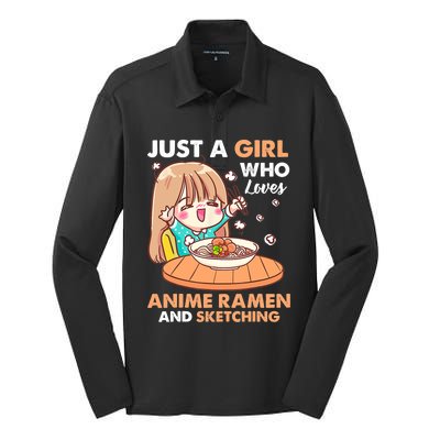 Just A Who Loves Anime Ra And Sketching Gifts Girls Silk Touch Performance Long Sleeve Polo