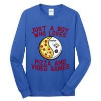 Just A Who Loves Pizza And Video Games Funny Gamer Quote Gift Tall Long Sleeve T-Shirt