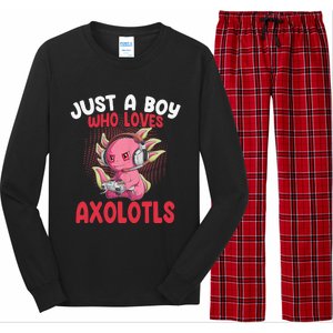 Just a  Who Loves Axolotls Funny Axolotl Gamer Long Sleeve Pajama Set