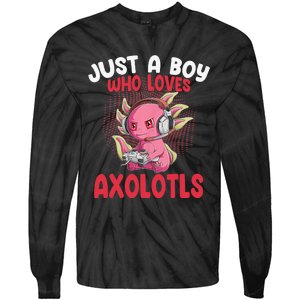 Just a  Who Loves Axolotls Funny Axolotl Gamer Tie-Dye Long Sleeve Shirt