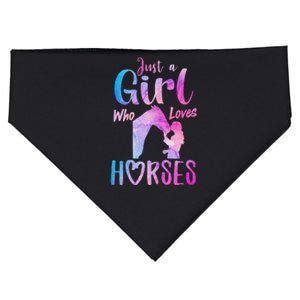 Just A Who Loves Horses Riding Cute Horse  USA-Made Doggie Bandana