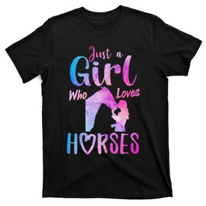 Just A Who Loves Horses Riding Cute Horse  T-Shirt