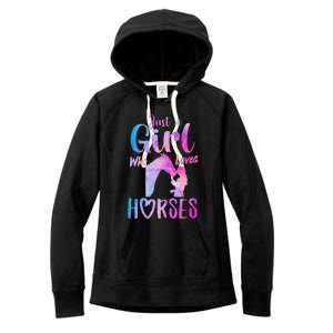 Just A Who Loves Horses Riding Cute Horse  Women's Fleece Hoodie