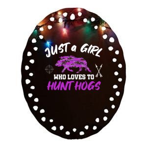 Just A Who Loves To Hunt Hogs Cool Gift Ceramic Oval Ornament