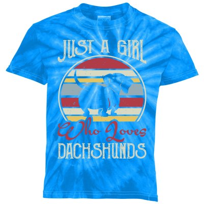 Just A Who Loves Dachshunds Dackel Teckel Cute Gift Kids Tie-Dye T-Shirt