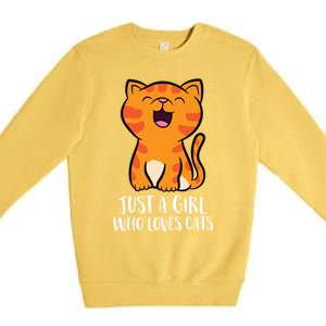 Just A Who Loves Cats Gift Premium Crewneck Sweatshirt