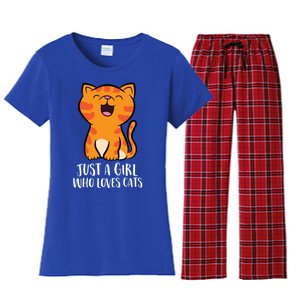 Just A Who Loves Cats Gift Women's Flannel Pajama Set