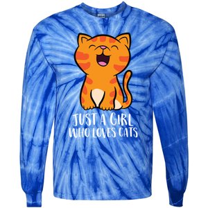 Just A Who Loves Cats Gift Tie-Dye Long Sleeve Shirt