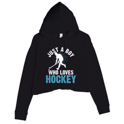 Just A Who Loves Hockey Vintage Hockey Love Cool Gift Crop Fleece Hoodie