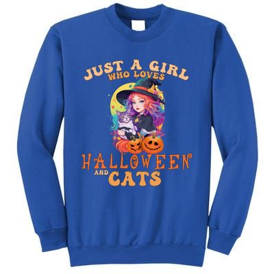 Just A Who Loves Halloween And Cats Spooky Fall Pumpkin Gift Sweatshirt