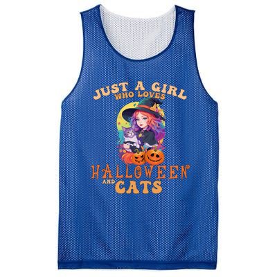 Just A Who Loves Halloween And Cats Spooky Fall Pumpkin Gift Mesh Reversible Basketball Jersey Tank