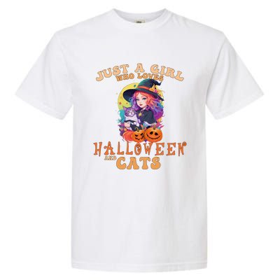 Just A Who Loves Halloween And Cats Spooky Fall Pumpkin Gift Garment-Dyed Heavyweight T-Shirt