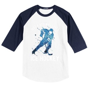 Just A Who Loves Ice Hockey Great Gift Baseball Sleeve Shirt