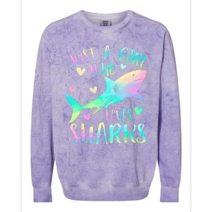 Just a Who Loves Sharks Cute Shark Lover Themed Colorblast Crewneck Sweatshirt