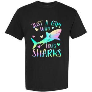 Just a Who Loves Sharks Cute Shark Lover Themed Garment-Dyed Heavyweight T-Shirt