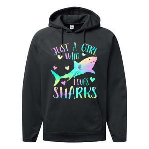 Just a Who Loves Sharks Cute Shark Lover Themed Performance Fleece Hoodie