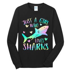 Just a Who Loves Sharks Cute Shark Lover Themed Tall Long Sleeve T-Shirt