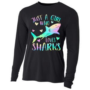 Just a Who Loves Sharks Cute Shark Lover Themed Cooling Performance Long Sleeve Crew