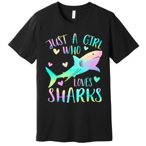 Just a Who Loves Sharks Cute Shark Lover Themed Premium T-Shirt