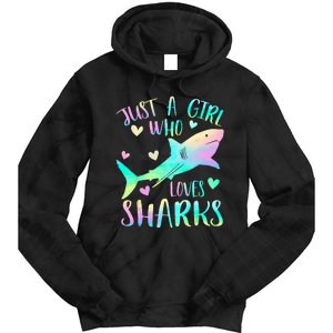 Just a Who Loves Sharks Cute Shark Lover Themed Tie Dye Hoodie