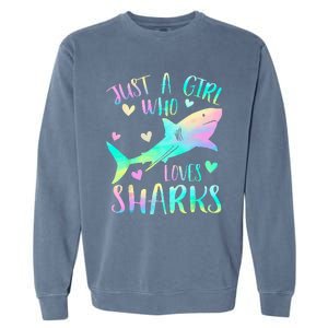 Just a Who Loves Sharks Cute Shark Lover Themed Garment-Dyed Sweatshirt