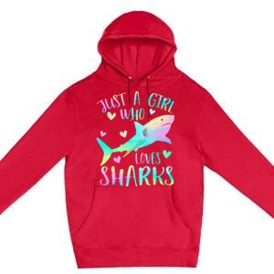 Just a Who Loves Sharks Cute Shark Lover Themed Premium Pullover Hoodie