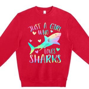 Just a Who Loves Sharks Cute Shark Lover Themed Premium Crewneck Sweatshirt