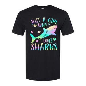 Just a Who Loves Sharks Cute Shark Lover Themed Softstyle CVC T-Shirt