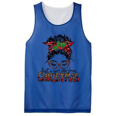 Just A Who Loves Christmas Messy Bun Family Pajamas Funny Gift Mesh Reversible Basketball Jersey Tank