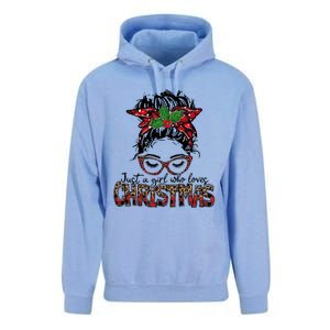 Just A Who Loves Christmas Messy Bun Family Pajamas Funny Gift Unisex Surf Hoodie