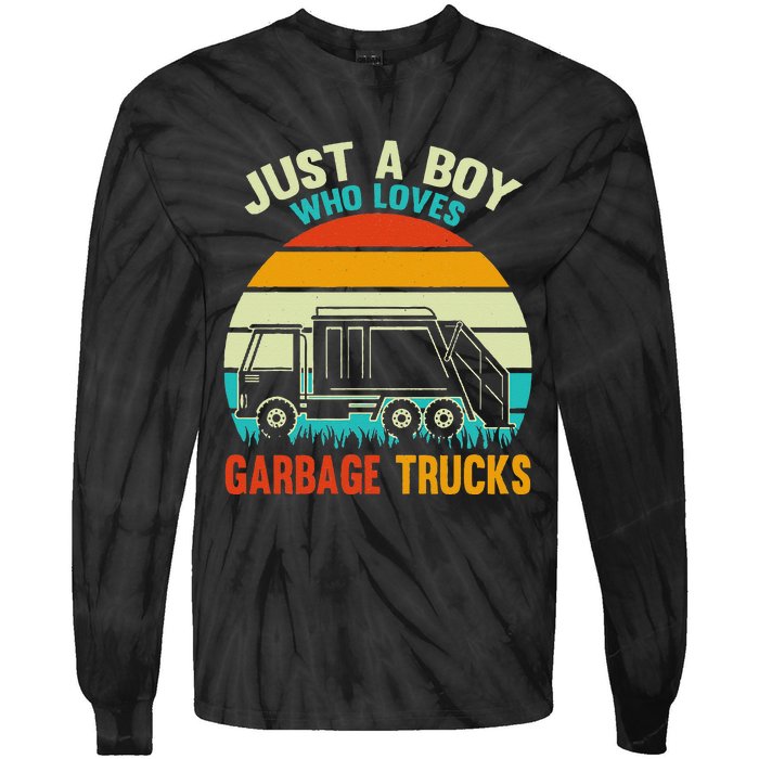 Just A Who Loves Garbage Trucks Tie-Dye Long Sleeve Shirt