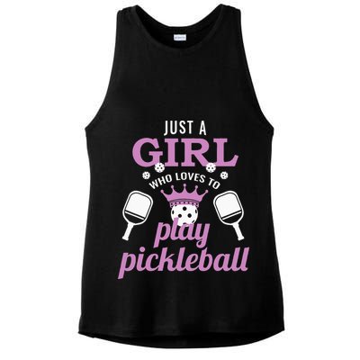 Just a Who Loves to Play Pickleball Funny Ladies PosiCharge Tri-Blend Wicking Tank