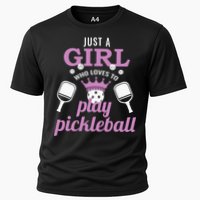 Just a Who Loves to Play Pickleball Funny Cooling Performance Crew T-Shirt