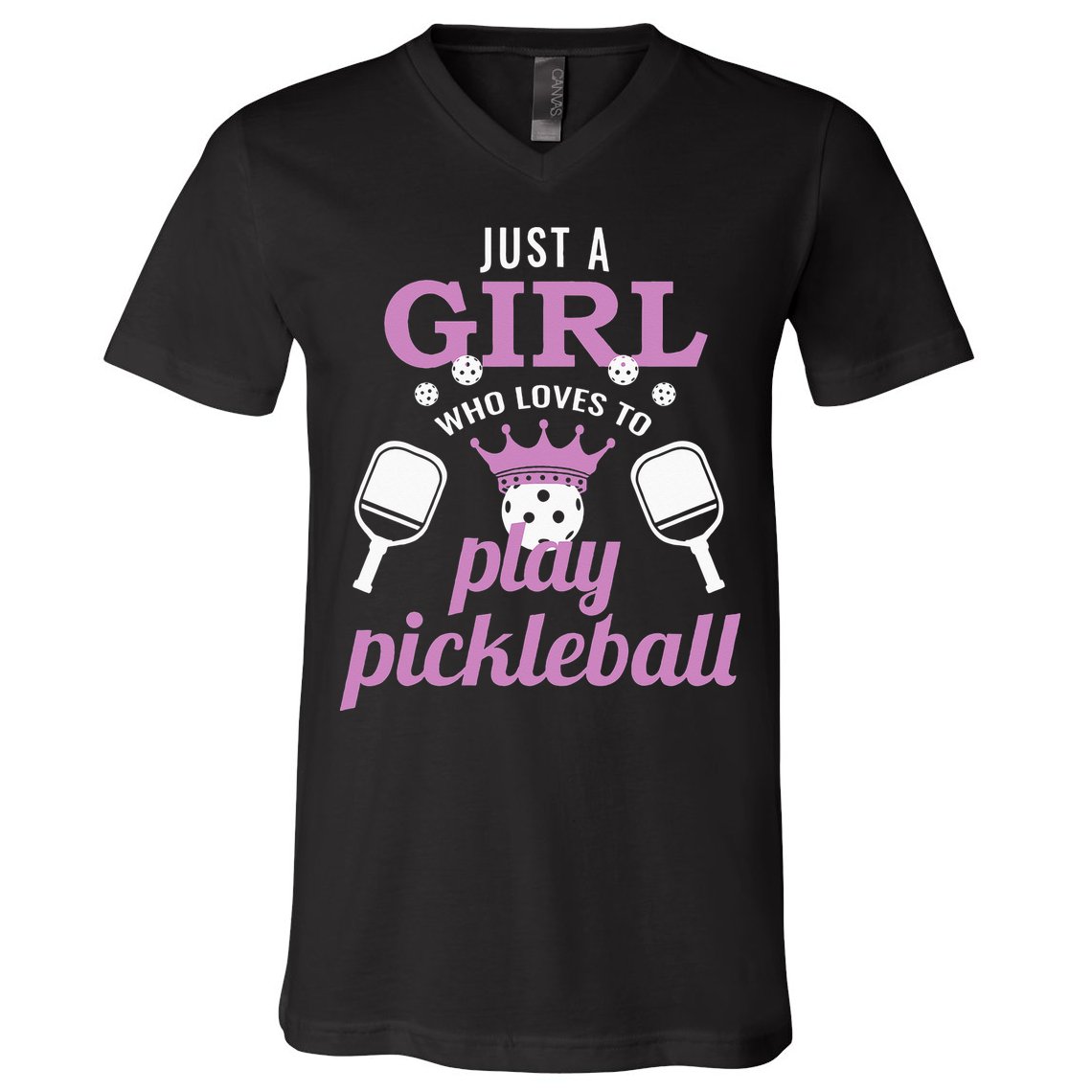 Just a Who Loves to Play Pickleball Funny V-Neck T-Shirt