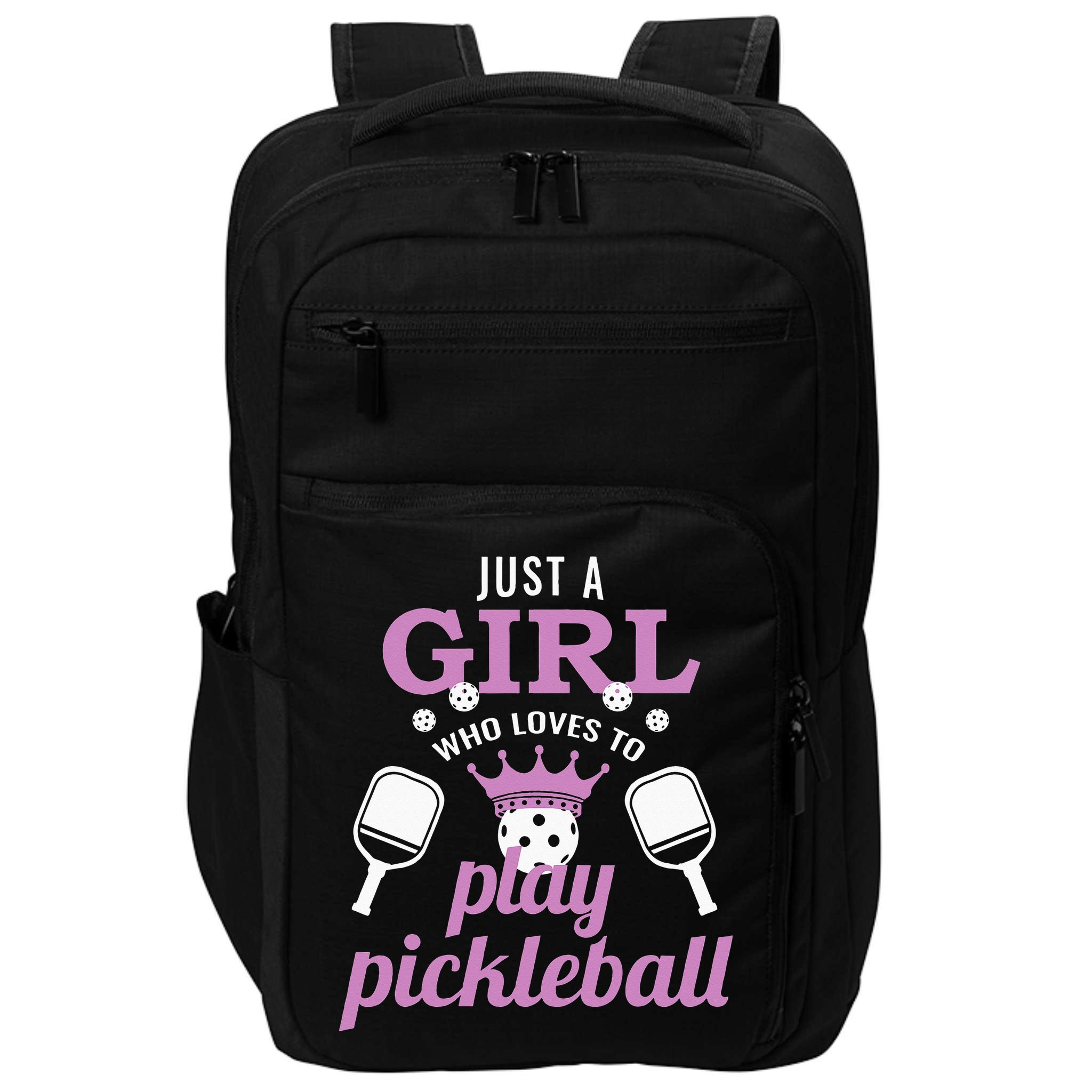 Just a Who Loves to Play Pickleball Funny Impact Tech Backpack