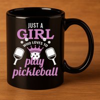 Just a Who Loves to Play Pickleball Funny 11oz C Handle Ceramic Mug