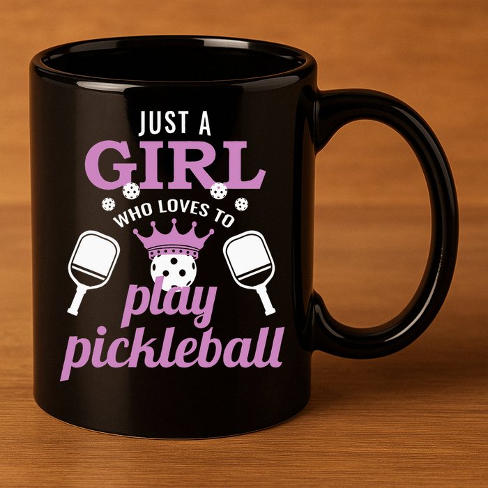 Just a Who Loves to Play Pickleball Funny 11oz C Handle Ceramic Mug