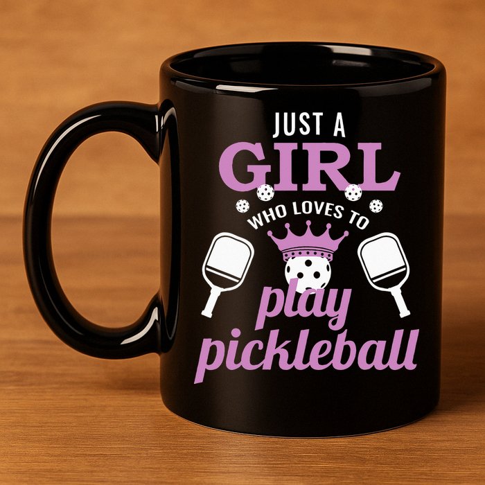 Just a Who Loves to Play Pickleball Funny 11oz C Handle Ceramic Mug