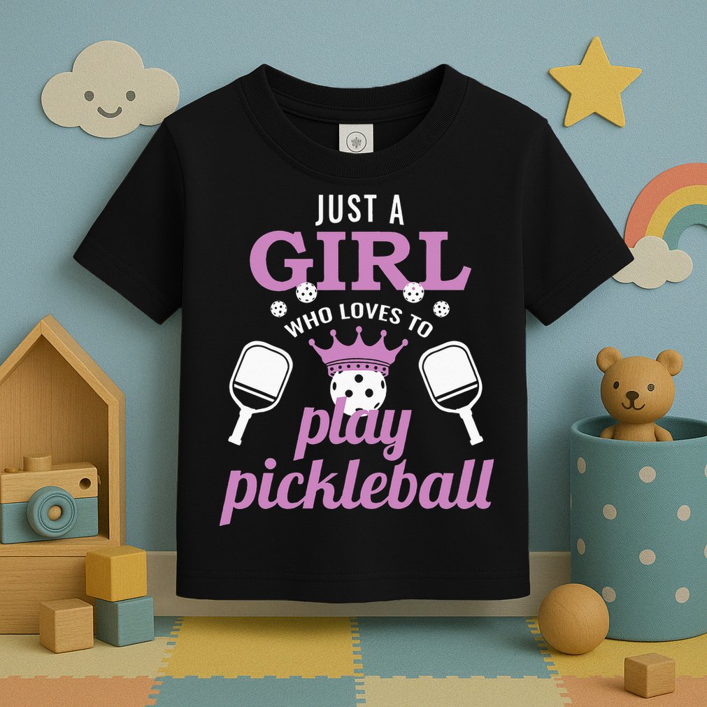 Just a Who Loves to Play Pickleball Funny Toddler T-Shirt