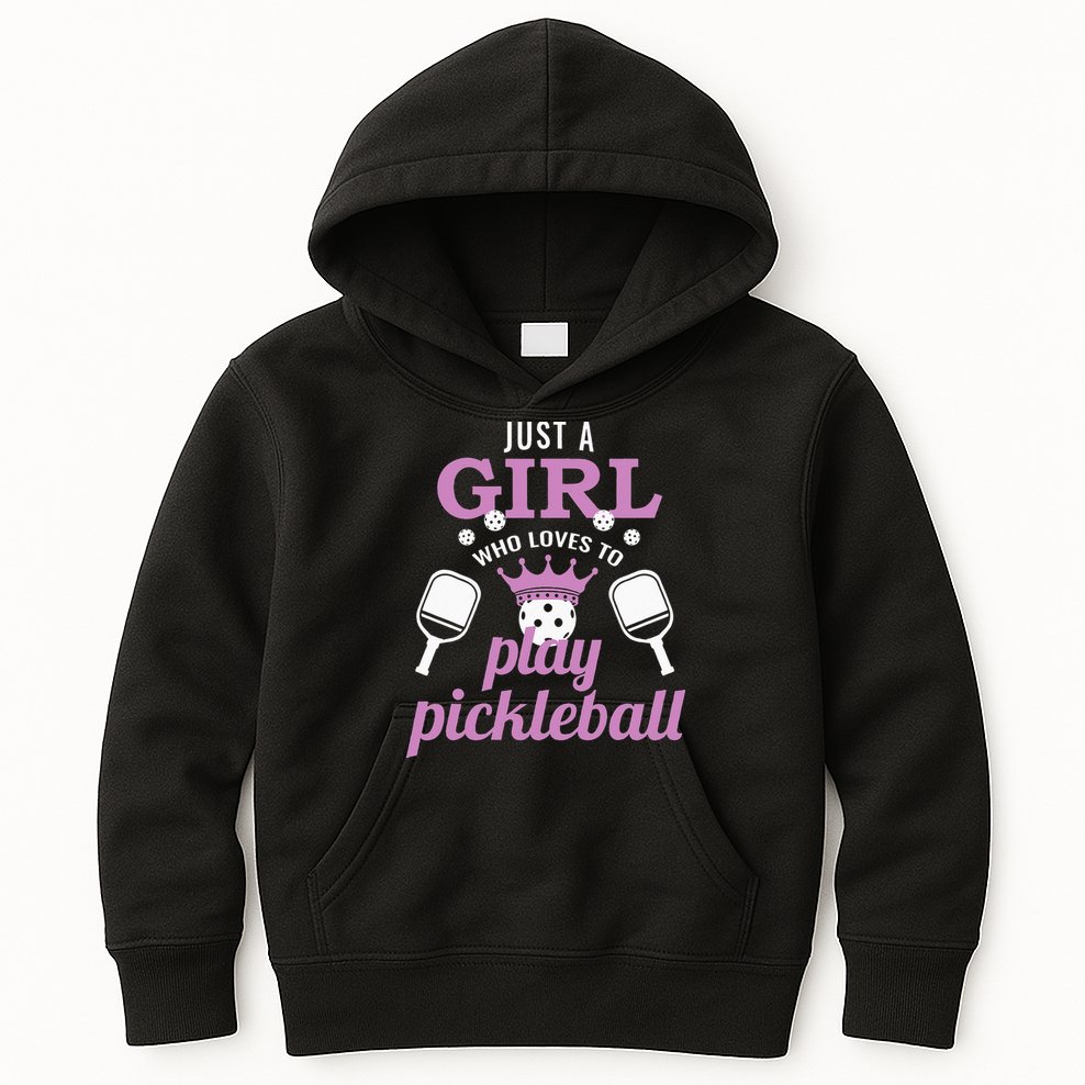 Just a Who Loves to Play Pickleball Funny Kids Hoodie