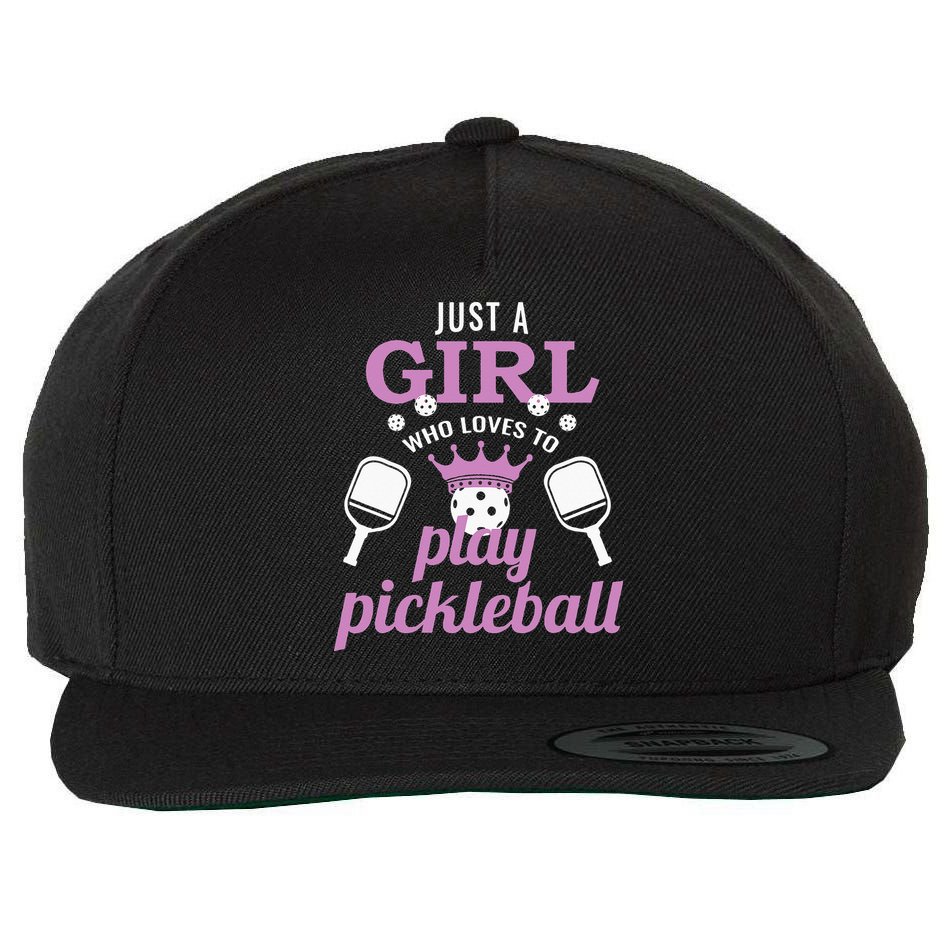 Just a Who Loves to Play Pickleball Funny Wool Snapback Cap