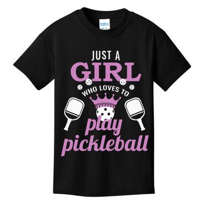 Just a Who Loves to Play Pickleball Funny Kids T-Shirt
