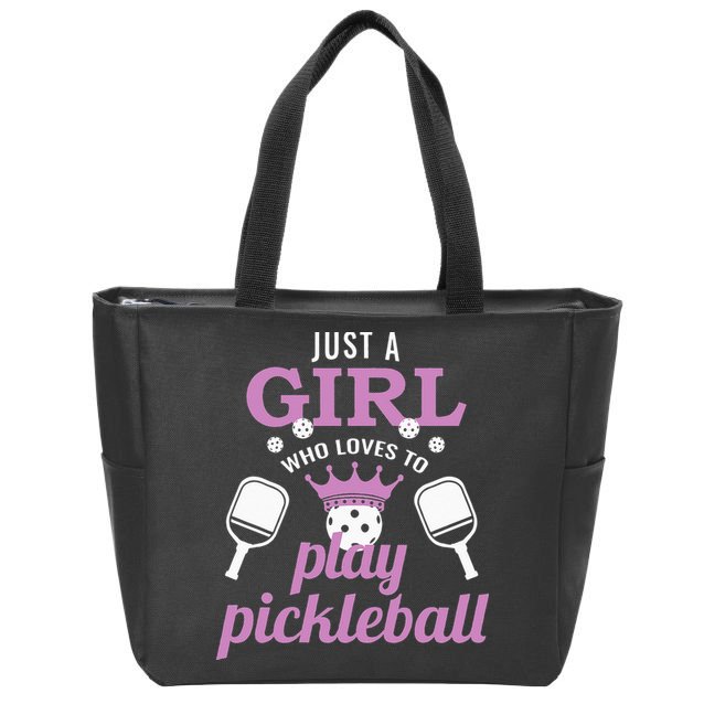 Just a Who Loves to Play Pickleball Funny Zip Tote Bag